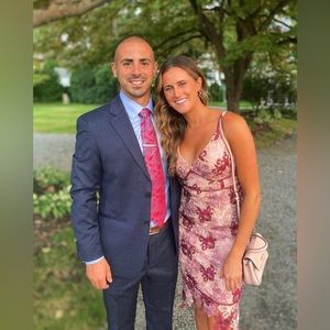 LULUS mauve floral printed midi dress